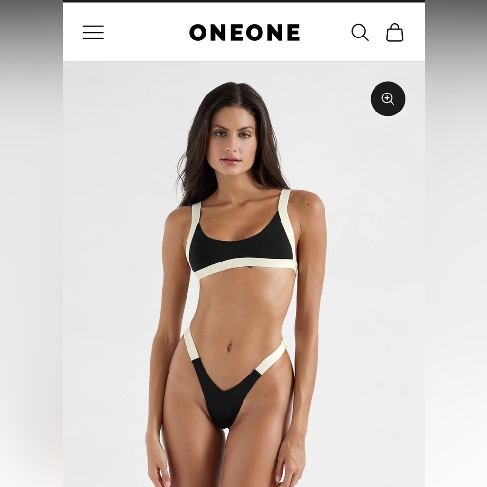 ONEONE Black & Cream Sport Bikini Top and High Cut Bottom